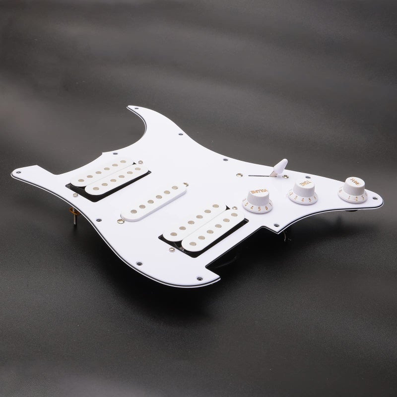 JIUWU 3Ply White Loaded Pickguard Pre-Wired HSH Pickguard Pickups Fits for Fender Strat Style - Image 5